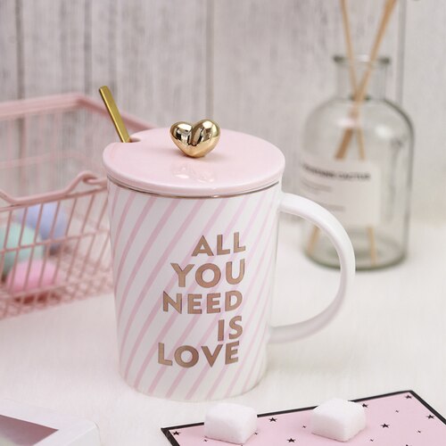 Japanse Leuke Cartoon Mok Creatieve Keramische Mok Voor Paar Met Lepel Met Deksel Kubek Koffie Cup Paar Kawaii Cup tazas 60: C