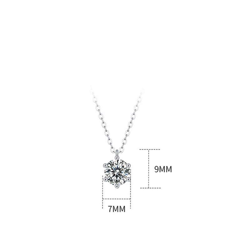 1 ct moissanit-anhänger 925 sterlingsilber mit schlüsselbeinkette – schlichter, runder schliff #39 feines schmuckstück, ideal für damen, zum geburtstag
