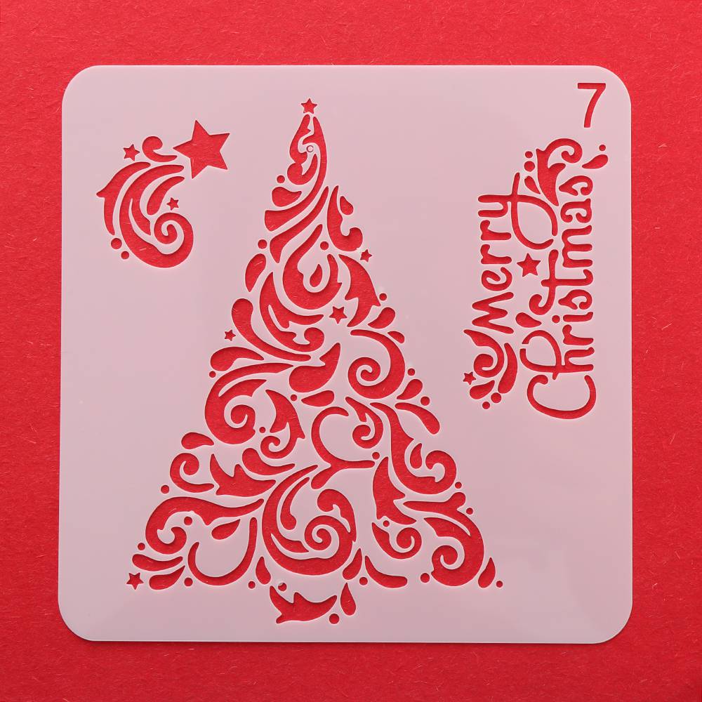 Plantillas de capas huecas para manualidades de Navidad, para pintura en pared, estampado, sello, grabador de relieve decorativo para tarjetas de papel, plantilla de flores: Style   7