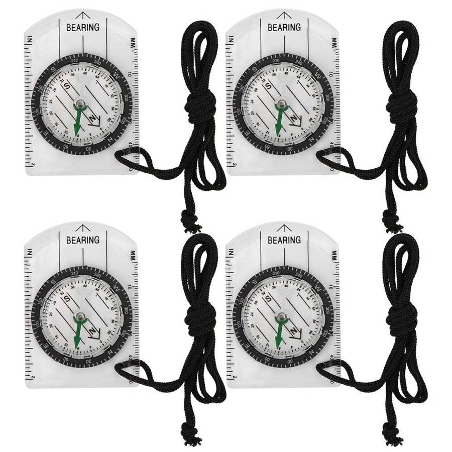 Mulitifunctional 4pcs Outdoor Compass Compass Camping HikingMap Scale Compass Outdoor Survival Accessory