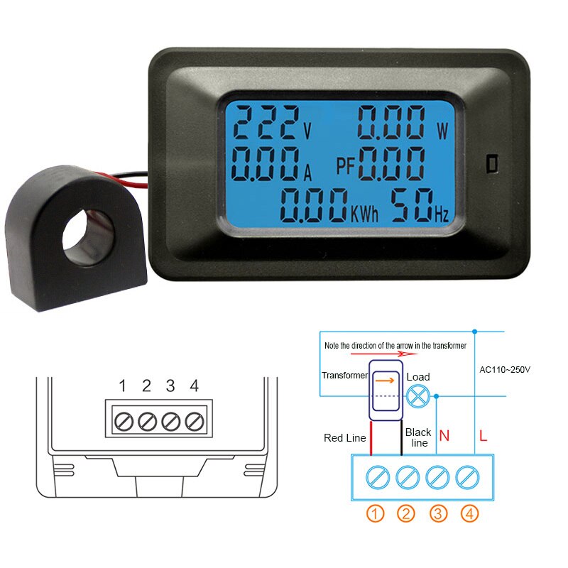Voltmetro display digitale LED amperometro misuratore di tensione AC 60