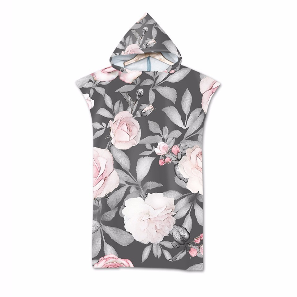 Dubbelzijdig Gedrukt Bloem Hooded Badhanddoeken Mantel Microfiber Romantische Rose Bloemen voor Volwassenen Mannen Vrouwen Strand Handdoeken: 2