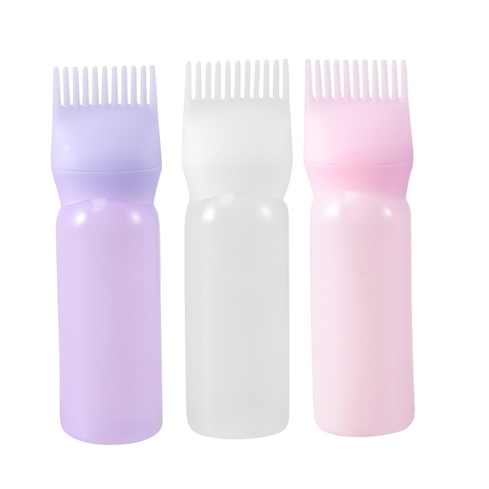 Botella de tinte de pelo peine aplicador, dosificador con escala graduada, coloración del cabello en salón, color blanco y morado, 3 uds.