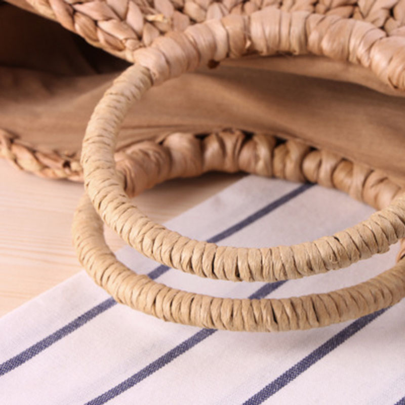 Damska torebka ze słomy duża torba na ramię wiadro torby letnie kobiety kutas torebka ratanowa pleciona (kolor podstawowy) z szalikiem