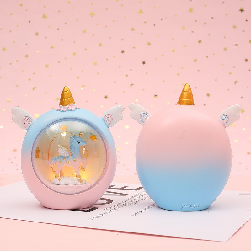 Unicorn baby sleep night light cute star Lamp girl heart bedroom romantic table lamp home decor luminous toys