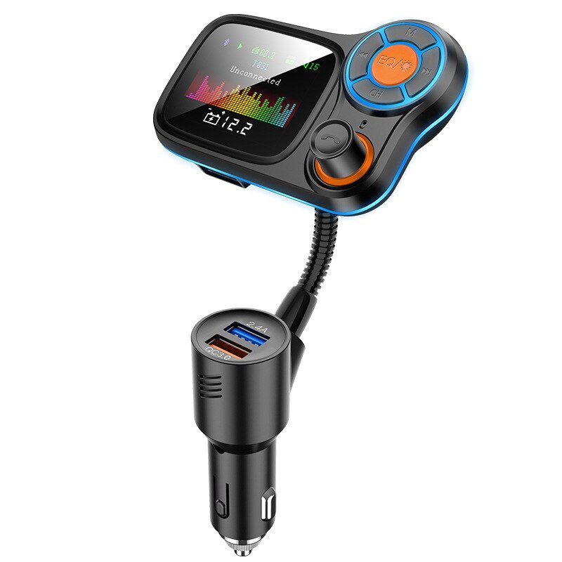 Transmisor FM con Bluetooth inalámbrico para coche, adaptador de Radio de coche inalámbrico con pantalla a Color con carga QC3.0 y 2.4A