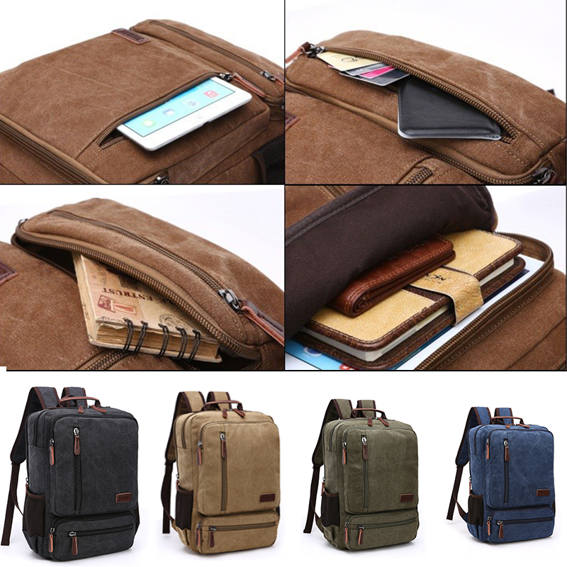 Men’s Canvas Backpack Fashionable Travel Student Laptop Bag Vintage Men’s Canvas Laptop Backpack Large Capacity Bag