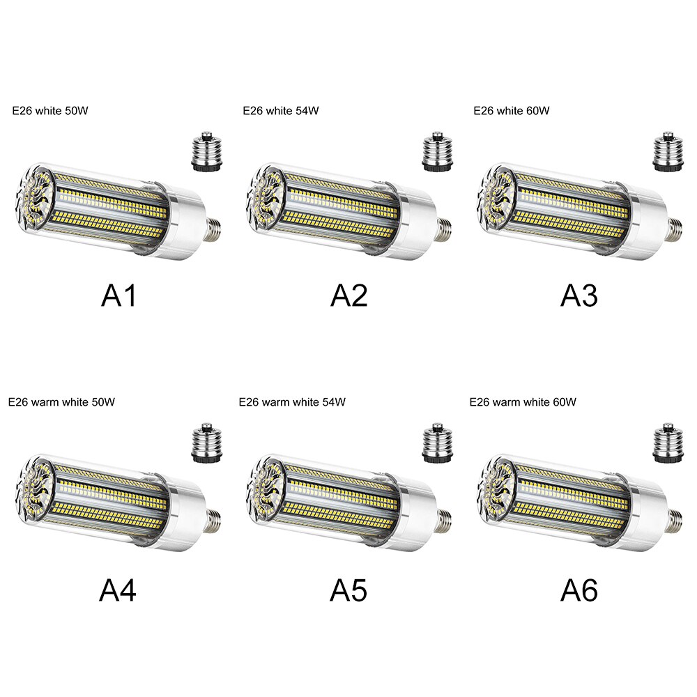 60W Super Bright Corn LED Light Bulb E26 6500K Daylight 5400 Lumens for Aluminum Large Area Commercial Ceiling Lighting