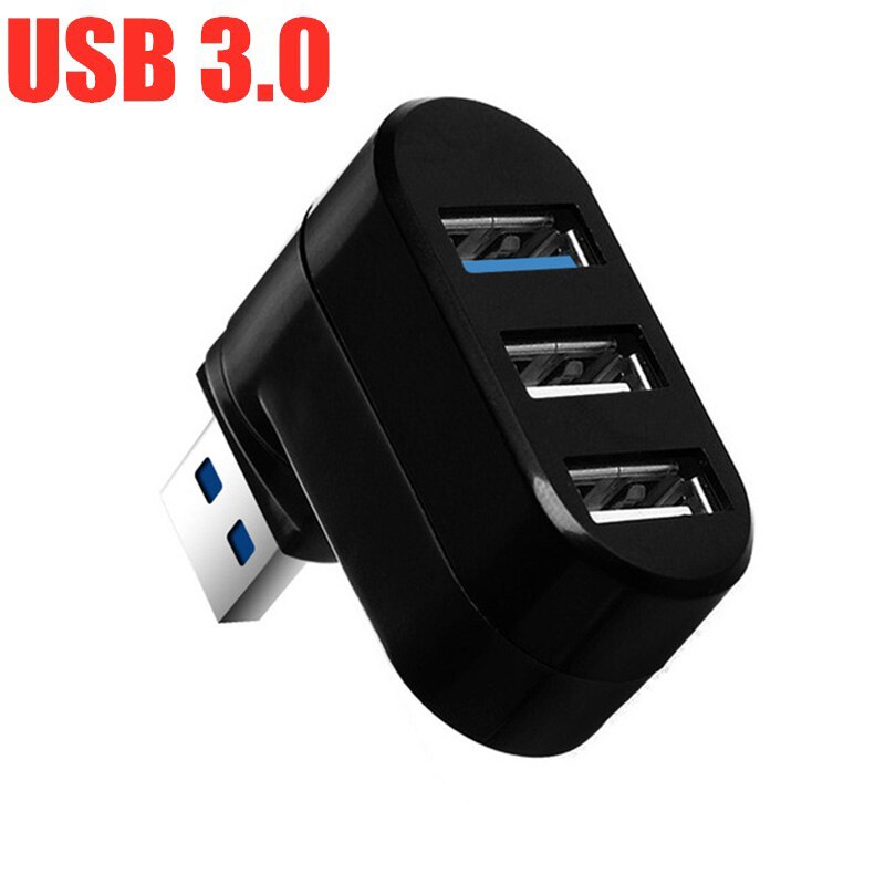 Usb Hub 3.0 Mini 3 Poorts Usb Spilitter Adapter Hab 2.0 + 3.0 Hub Opladen Hoge Snelheid Draaibaar Multi Usb adapter Voor Pc Laptop: Black2