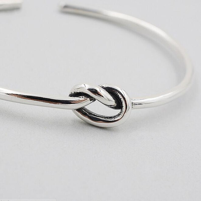 Popular 925 Sterling Silver Jewelry Bracelets Vintage Thai Silver Style Love Tie Braided Female Bangles SB24