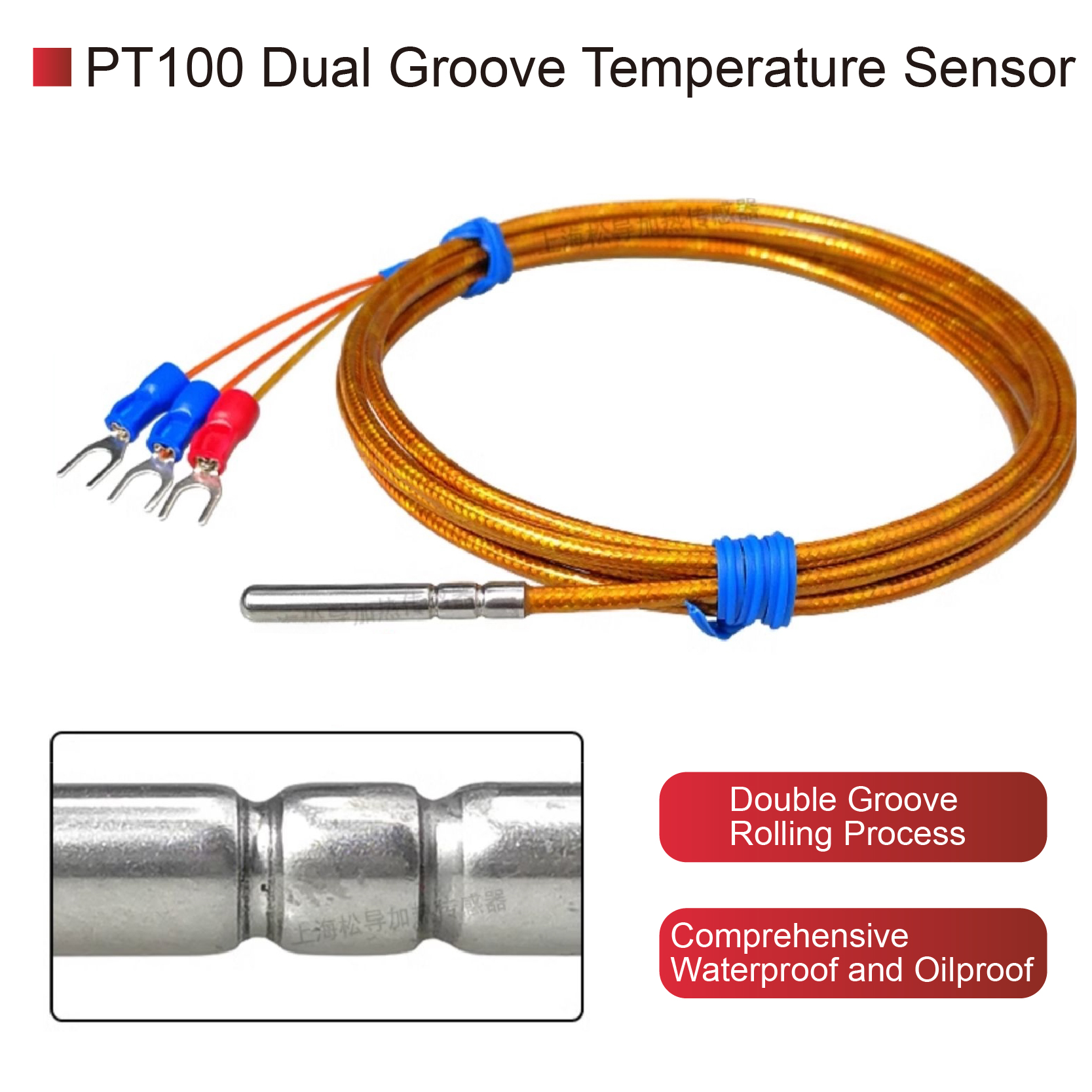 PT100 Temperature Sensor RTD Probe 350°C Platinum Resistance Waterproof High Temp Sensor Kapton Insulated Industrial Measuring