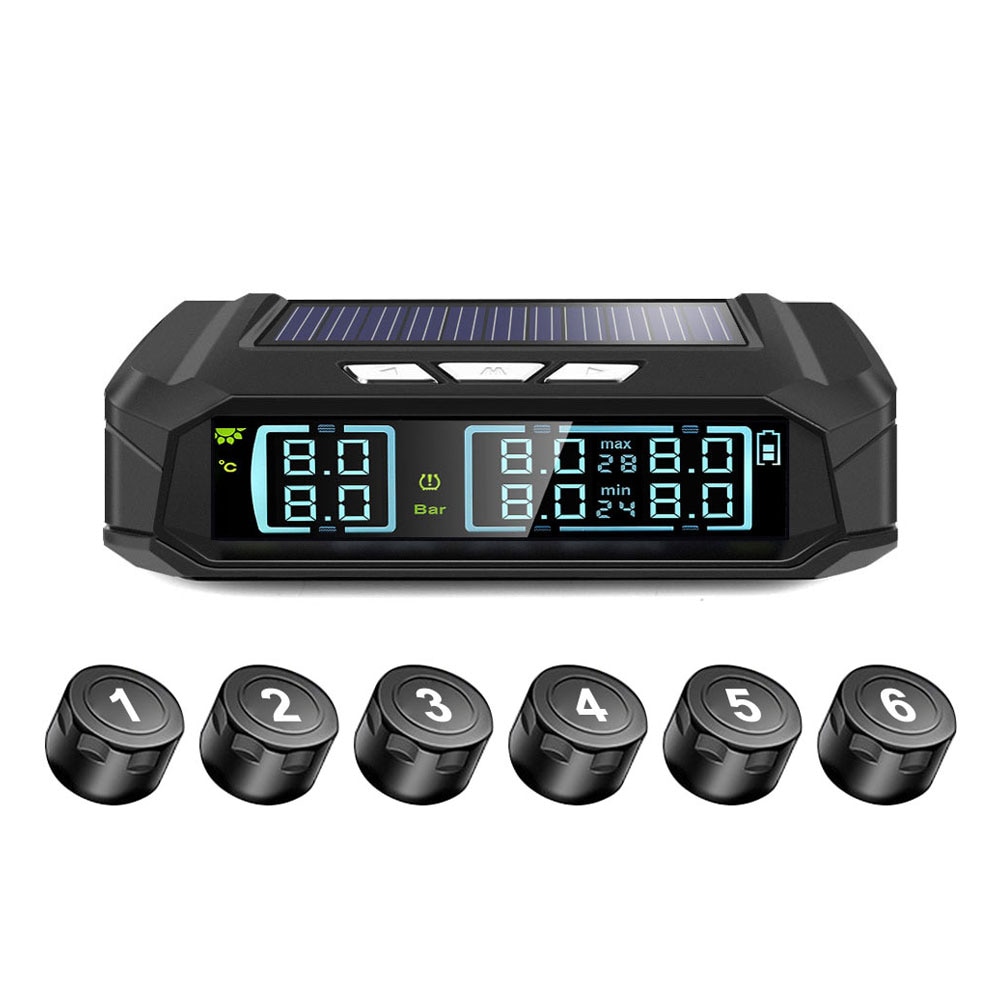 Tire Pressure Monitoring System 8,0 bar 6PCS Sensor Reifendruck Alarm Lkw USB TPMS Windschutzscheibe Fahrzeuge Explosion Proof
