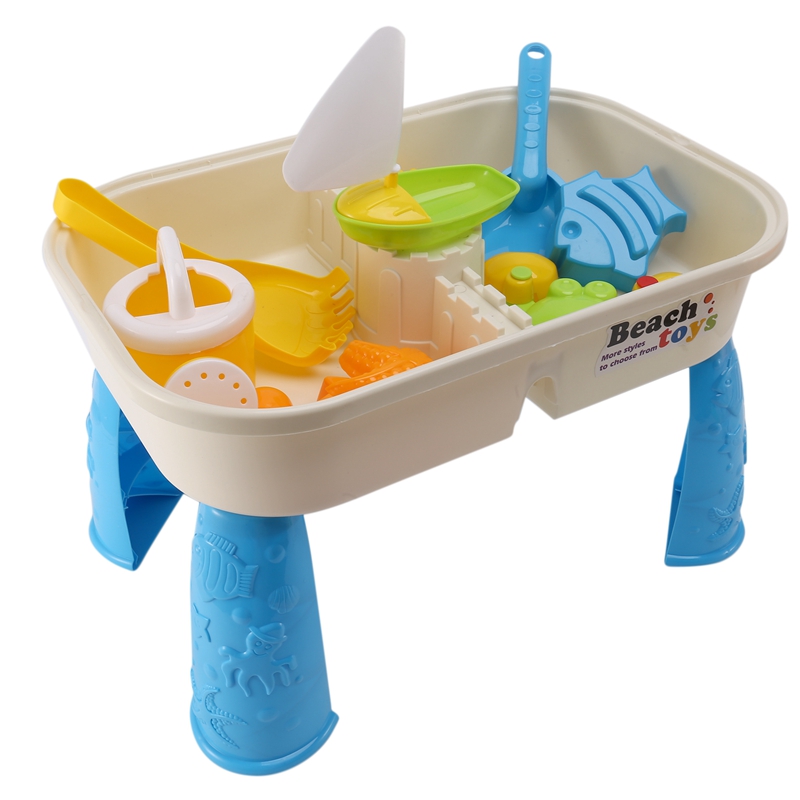 Sand and Water Table Set with Lid Cover Beach Toys Outdoor Garden Sandbox Kit Kids Summer Beach for Toddlers Kids: Default Title