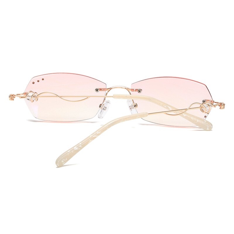 Gafas de lectura de aleación de corte de diamante sin montura para mujer con gradiente Rosa + 1 + 1,5 + 2 + 2,5 + 3 sin montura de Metal con diamantes de imitación Anti azul