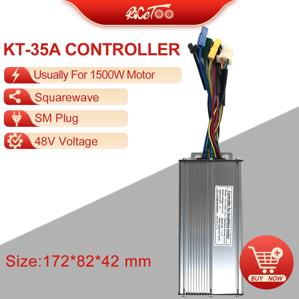 Elektrische Fiets Controller 35A12 Mosfet Controller Voor 1000W 1200W 1500W Kt Borstelloze Motor Squarwave Sinus Controller Wp plug: Default Title