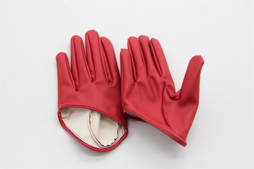 Faux Leather Male Female Five Finger Half Palm Gloves Mittens Cosplay Accessory