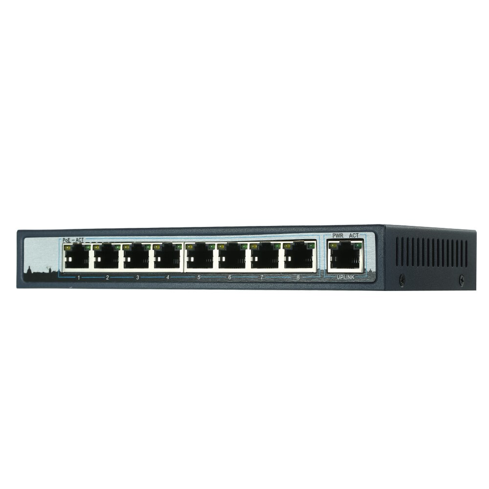 8 port 100 mbps ieee 802.3af/ ved poe switch power over ethernet til trådløs ap og ip kamera