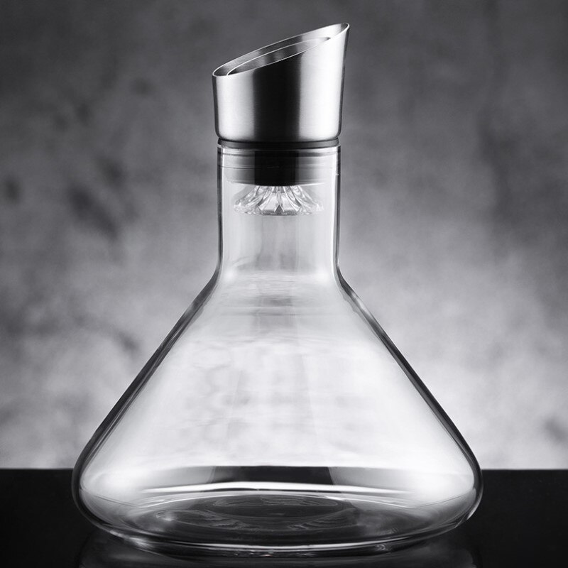 Wine Decanter Crystal 100% Hand Blown Wine Carafe for Red Wines Brilliant Decanter with Stainless Steel Aerator wine decanter: Default Title