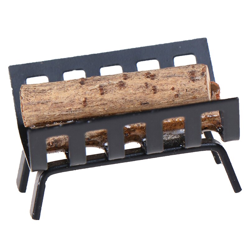 Bedste 1/12 dukkehus møbler metal rack med brænde til stue pejs model