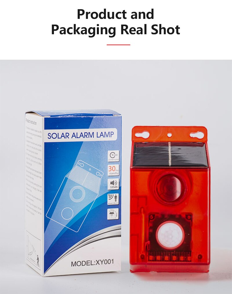 Solar Alarm Lamp Wireless IP65 Motion Sensor Security Alarm Siren PIR