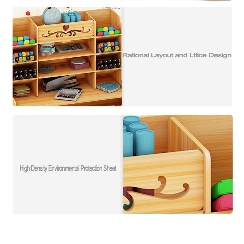 Pencil Organizer Multi-Function Wooden Desktop Pen Holder Office School Stationery Storage Stand Case Desk Pen