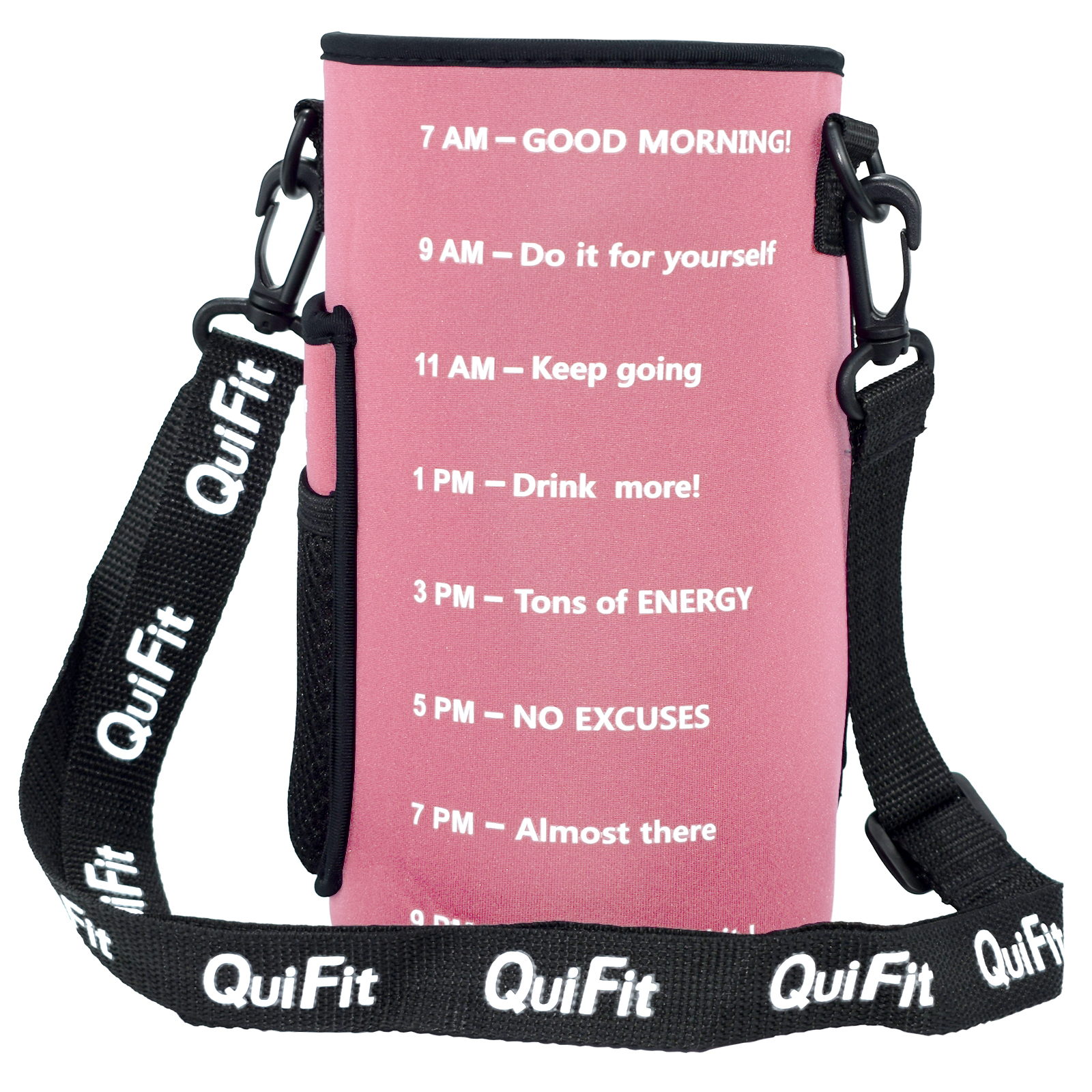 QuiFit-Soporte deportivo para botella de agua con correa para el hombro, ideal para botellas de Tritan de 128 oz o 64 oz, no incluye botella: 2L / Pink