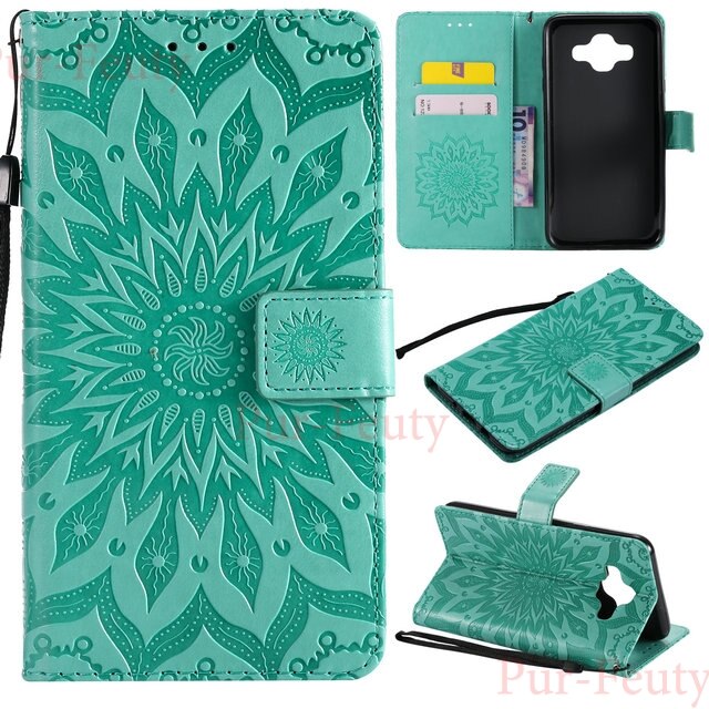 Coque pour samsung galaxy  j7 neo  j701 j701f/ ds  j701mt coque flip cover 3d peinture portefeuille pour sm -j701f/ ds sm -j701mt sm -j701m: Boîtier vert