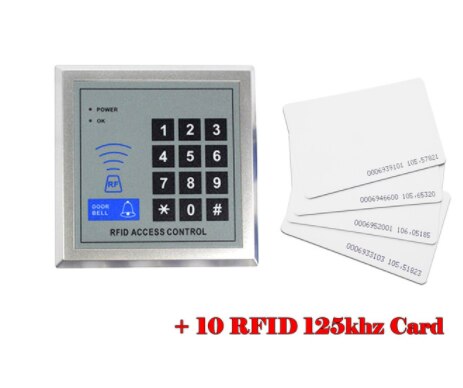 125KHz Rfid Standalone Access Control Keypad EM Card Reader with 10 Keychains Door Keyless Lock For Entry Security System