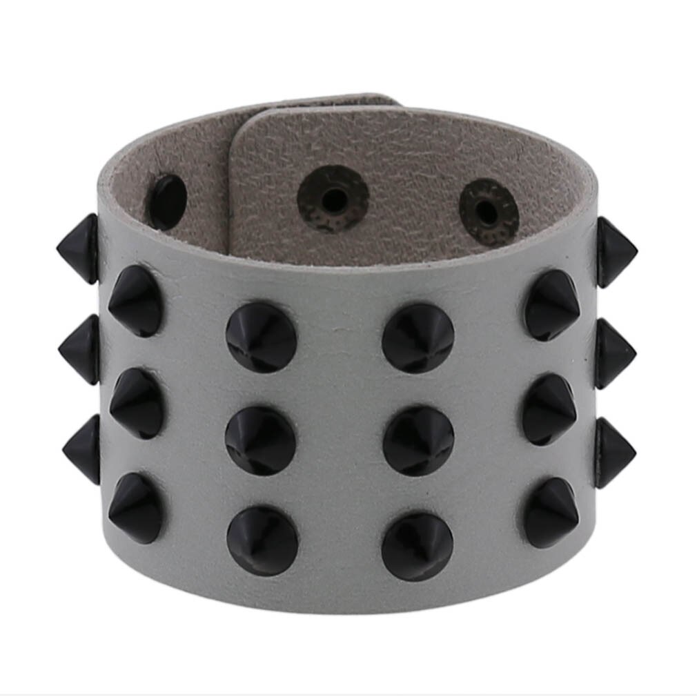 Bracelet gothique Punk Steam pour hommes, noir, blanc, rouge, en cuir pour femmes et hommes, bouton pression, bijoux: Silver