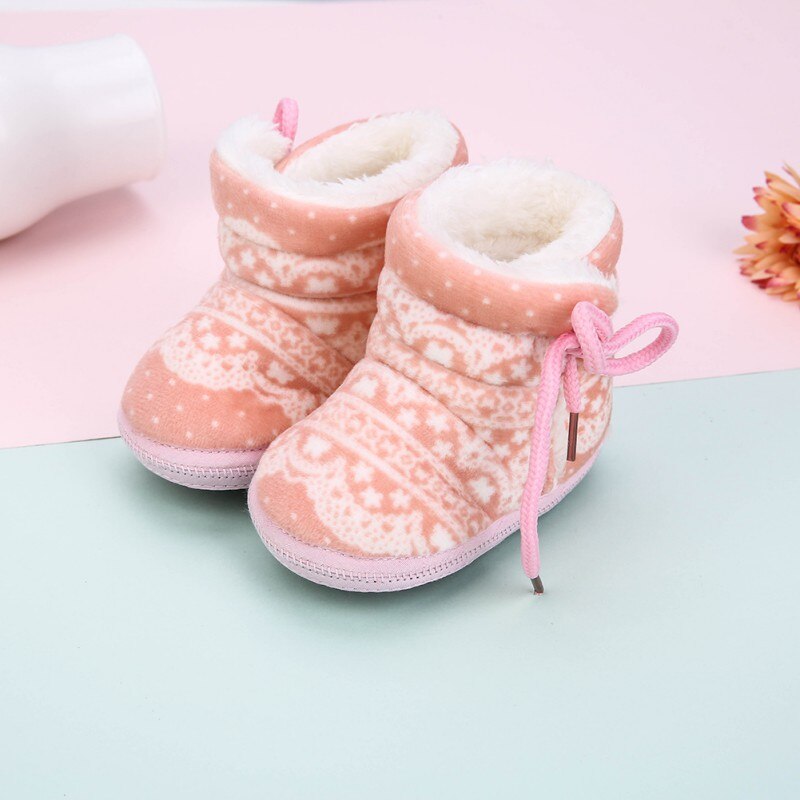 Winter Warm Baby Snow Boots Plus Velvet Toddler Boots Baby Shoes Newborn Soft Sole Anti-slip Crib Shoes Y13: 57P