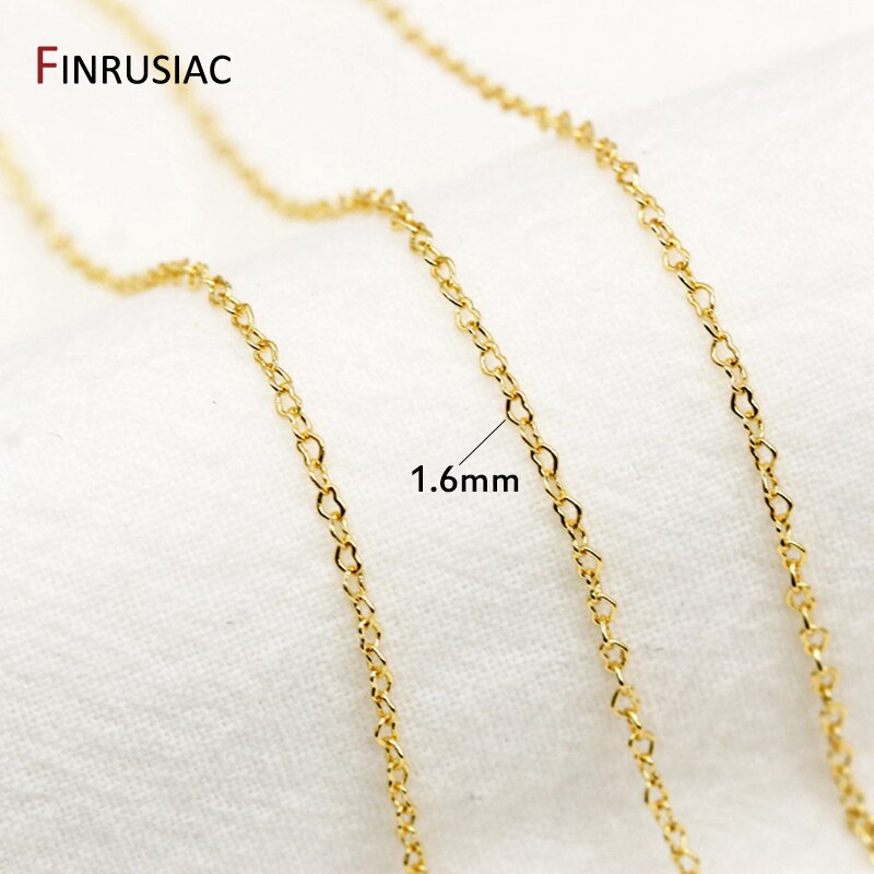 2 storlekar hjärtformade kedjor för smycketillverkning ,14k äkta guldpläterade mässingskedja diy-halsband armband örhängen tillbehör: Mindre hjärtkedja / Längd 50cm
