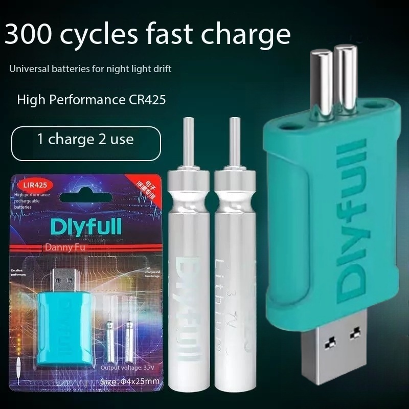 Lichtgevende vlotter CR425 batterij oplaadbare batterij LIR425 elektronische vlotter oplaadbare vistuig vlotter USB-opladerset