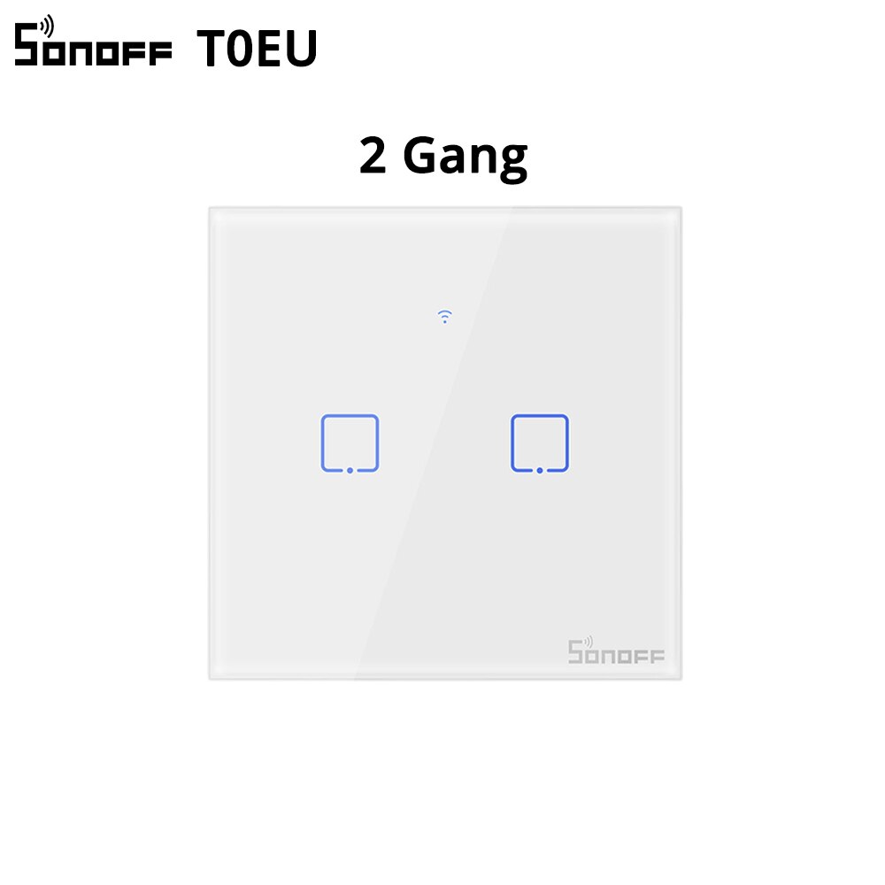 Sonoff-Interruptor de pared inteligente T0/T1, accesorio con Wifi, 1/2/3 entradas, táctil/WiFi/433 RF/aplicación remota, funciona con Alexa: T0 EU 2C