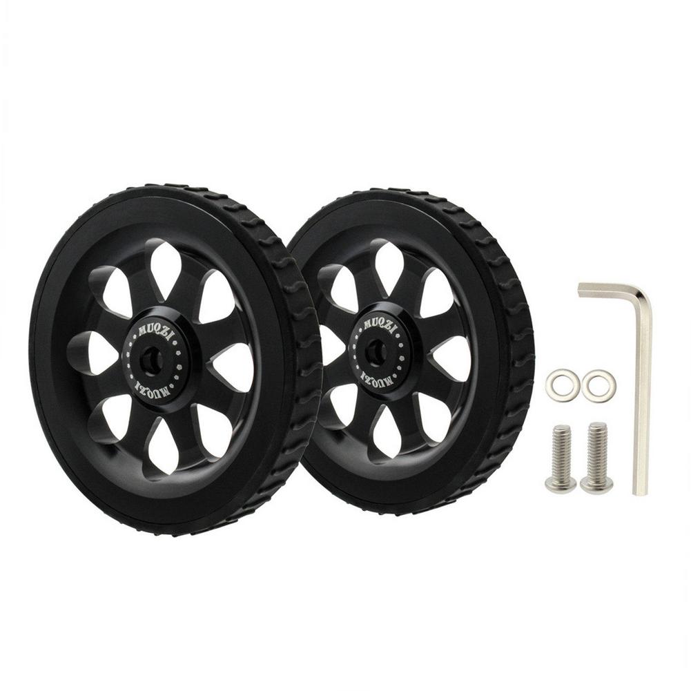 7pcs/set Folding Bicycle Easy Push Wheels Aluminum CNC Bike Easywheel Rear Cargo Rack Extension Rod Telescopic Bar Extender: Black