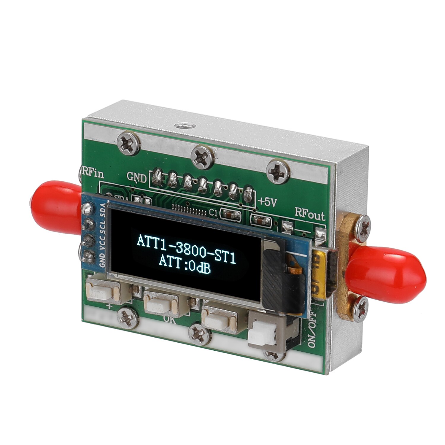 Attenuator 1MHz-3800MHz Radio Frequency Digital Programmable Attenuator 0-31dB Adjustable Step 1dB PC Controllable CNC Shell