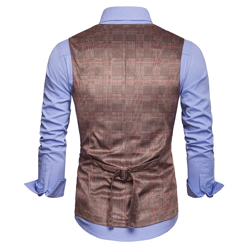 Mænd plaid jakkesæt vest klassisk formel business dobbeltradet slank vest vest social blazer bryllup brudgom vest mænd xxl