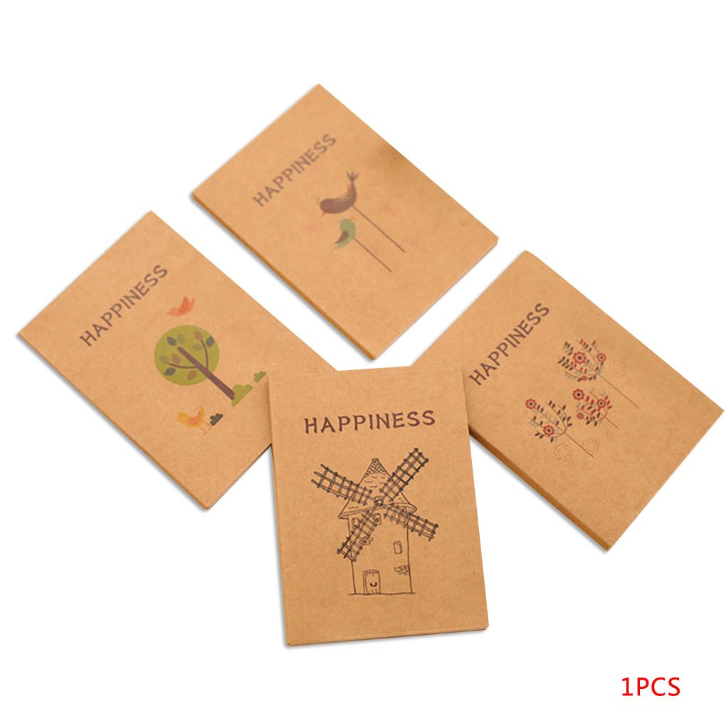 Mini Diy Cute Vintage Happiness Birds And Flower Kraft Notepad Blank Sketchbook Notebook Weekly Planners Diary Notebook