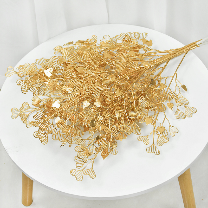 Goldene künstliche Pflanzen, Eukalyptus-Ahornblatt, 2023, Weihnachtsdekoration für Zuhause, Wohnzimmer, Hochzeit, Party, Blumenarrangement