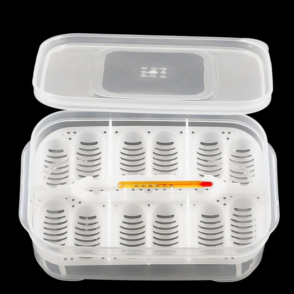 Plastic 12 Holes Reptile Geckos Egg Incubation Tray With Thermometer Incubating Snake Eggs Incubation Tool