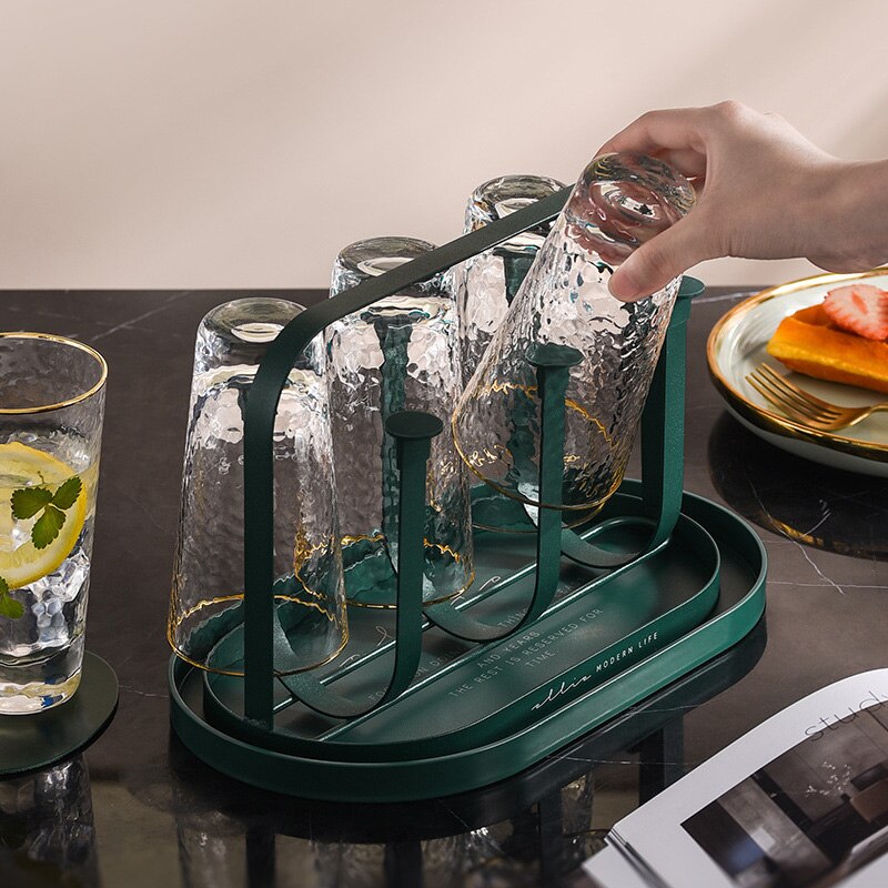 Cup Drying Rack Kitchen Supplies Multi Purpose Glass Drying Holder Organizer Stand For 6 Cups