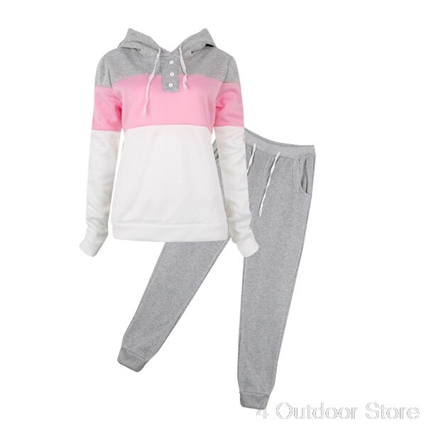 Women Casual Tracksuit Hoodie Sweatshirt Sweater Pants Sports Jogger Outfits Set O01 20: L / GY