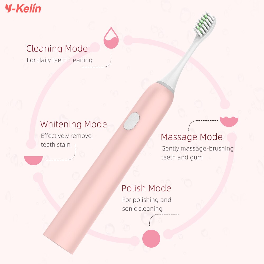 Y-kelin-cepillo de dientes eléctrico con 2 cabezales, recargable, Sónico, para tirantes para adultos, ortodoncia