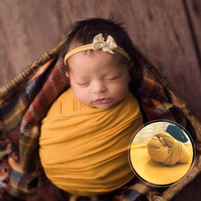 Ylsteed Pasgeboren Fotografie Props Stretch Baby Fotografie Wraps Deken Pasgeboren Inbakeren Baby Fotoshoot Props Accessoires