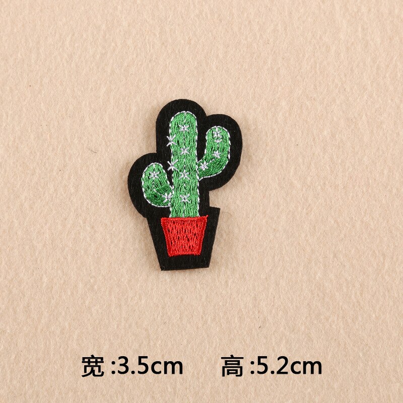Cartoon kokospalmen en cactussen ron-on patches voor kinderkleding borduurwerk donsjack schattige doe-het-zelf pailletten applicatie badge: 08