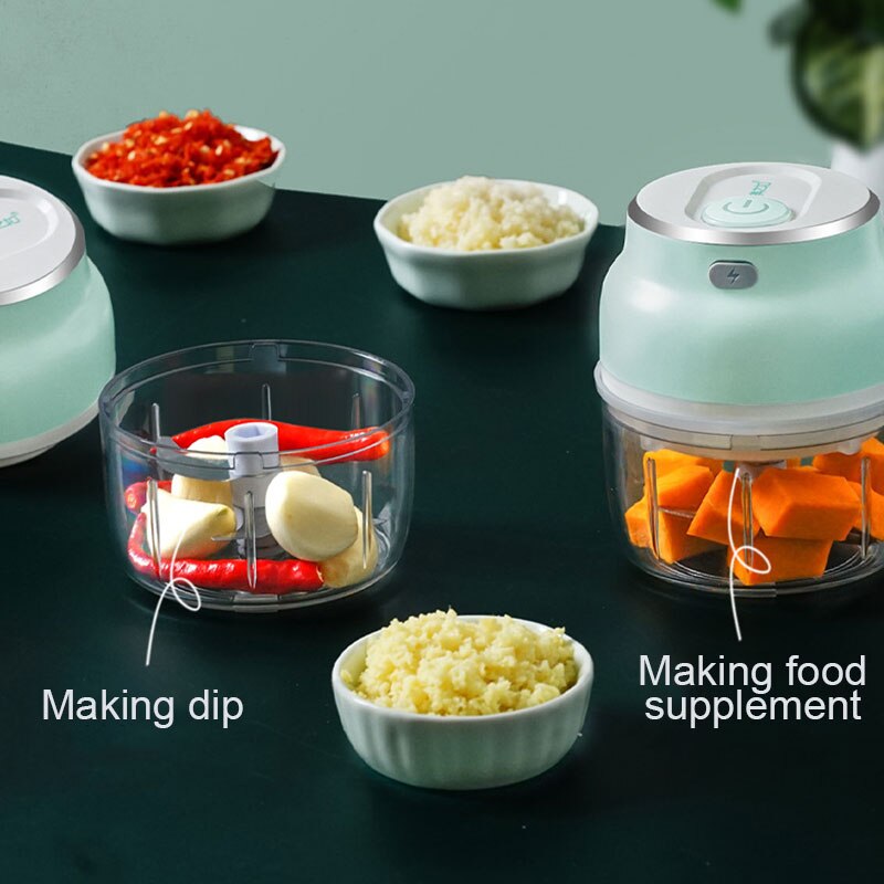 Electric Mini Garlic Chopper Vegetable Food Mincer USB Rechargeable for Home THIN889