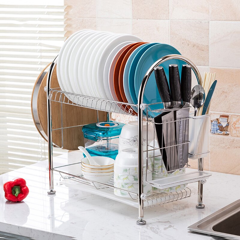 Égouttoir en acier inoxydable 304 pour vaisselle, étagère de séchage des assiettes, organisateur de cuisine, support de rangement