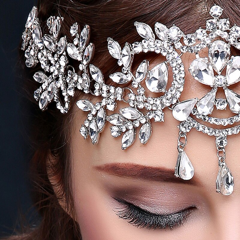 braut Haarbänder Kristall Stirnbänder frauen Haar Schmuck Hochzeit zubehör kristall Diademe Und Kronen Kopf Kette