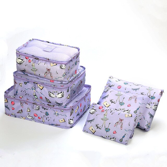 6P/ Oxford Cloth Travel Mesh Bag In Bag Luggage Organizer Packing Cube Organiser for Clothing