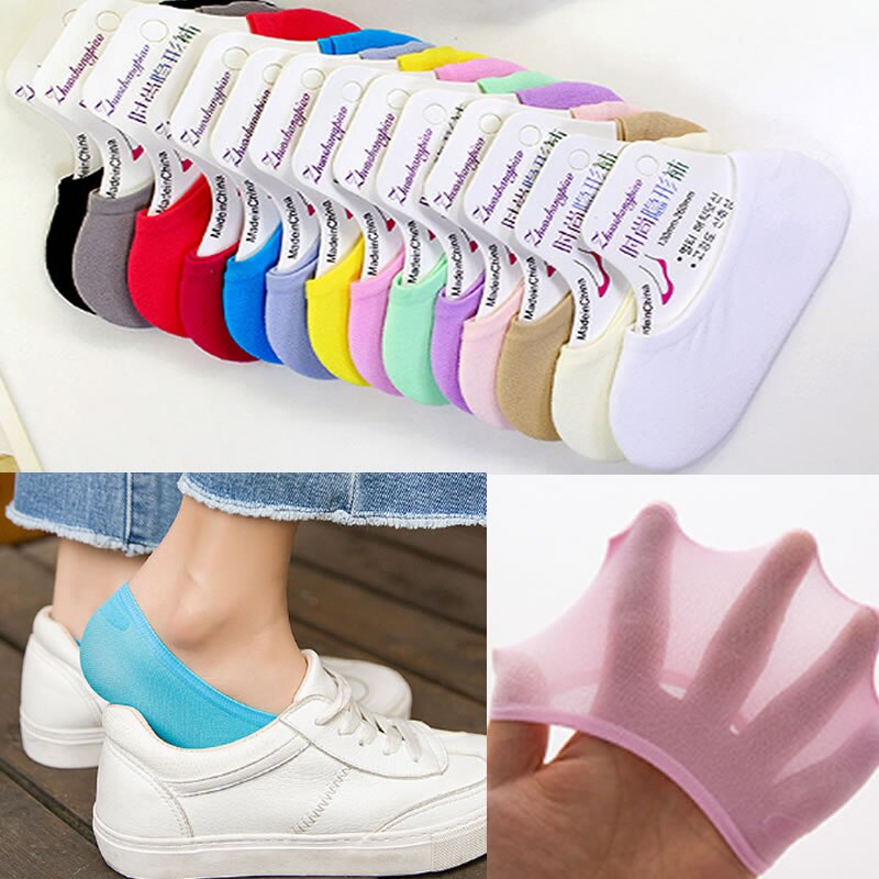 Candy-kleurige Magic Sokken Kids Verborgen Fluwelen Antislip No-Show Sok Volwassen Kinderen Siliconen Zomer meisje Ankle Verborgen Sokken