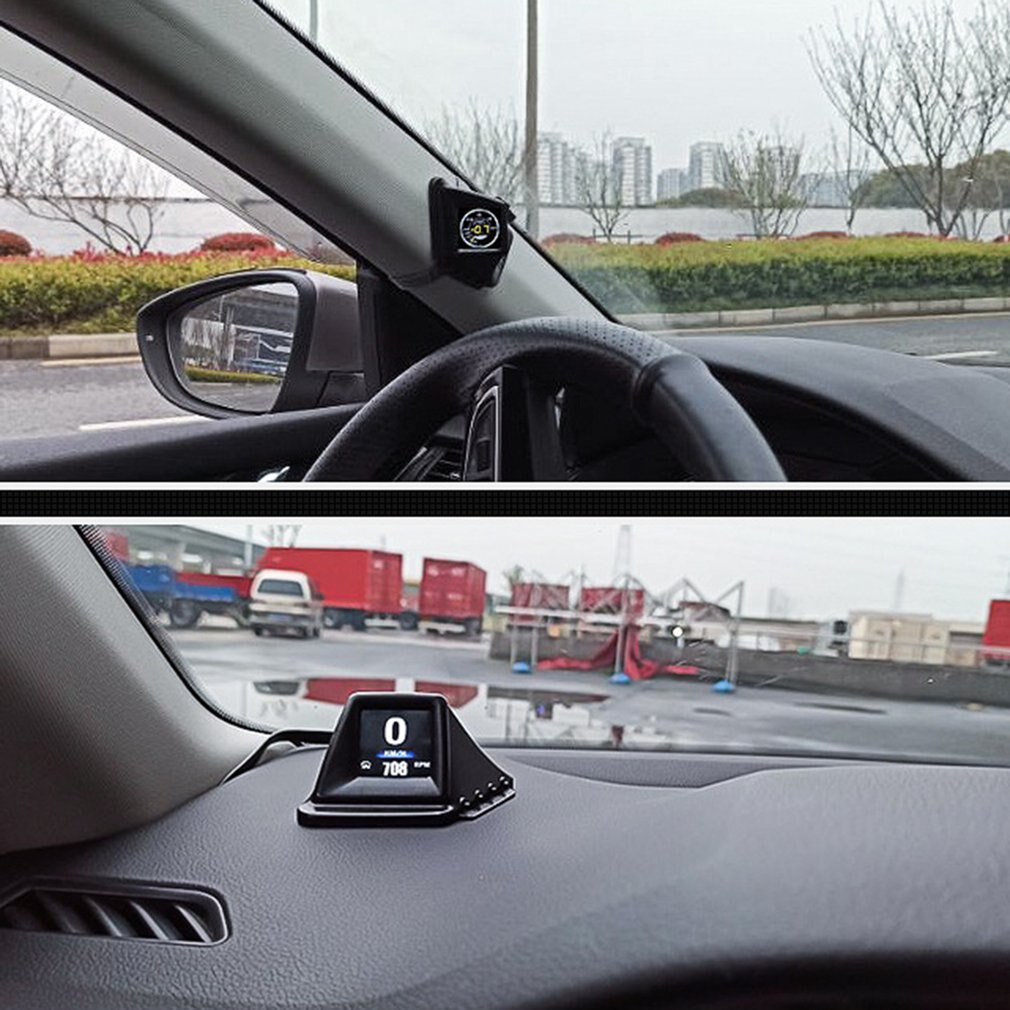 Car HUD Head-up Display Driving Table Car LCD Display Multifunctional OBD GPS Dual System Speedometer Alarm Overspeed Projector